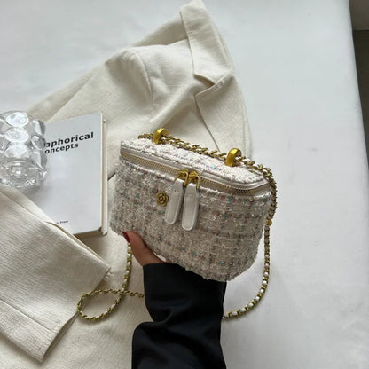 Fashionable Womens Crossbody Bag - Wool Chain Small Square Shoulder Purse - ZOOMNSTORE