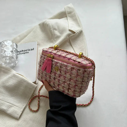 Fashionable Womens Crossbody Bag - Wool Chain Small Square Shoulder Purse - ZOOMNSTORE