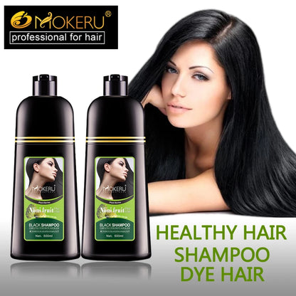 Mokeru Organic Hair Dye - Fast 5-Minute Noni Black Color Shampoo for Gray Coverage - ZOOMNSTORE