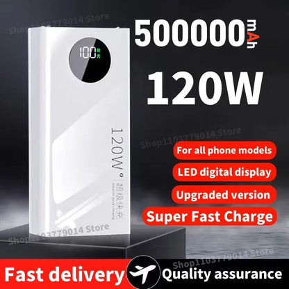 500000mAh Fast Charging Power Bank 120W High Capacity Powerbank Portable Battery Charger For iPhone Samsung Huawei 2025 New - ZOOMNSTORE