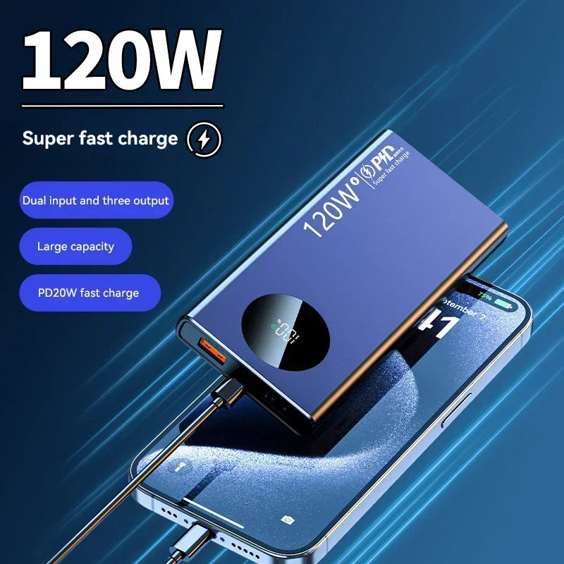 500000mAh Fast Charging Power Bank 120W High Capacity Powerbank Portable Battery Charger For iPhone Samsung Huawei 2025 New - ZOOMNSTORE