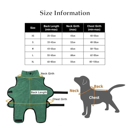 Fast Drying Pet Towel - Microfiber Pet Bathrobe with Adjustable Collar & Super Absorbent Coat - ZOOMNSTORE