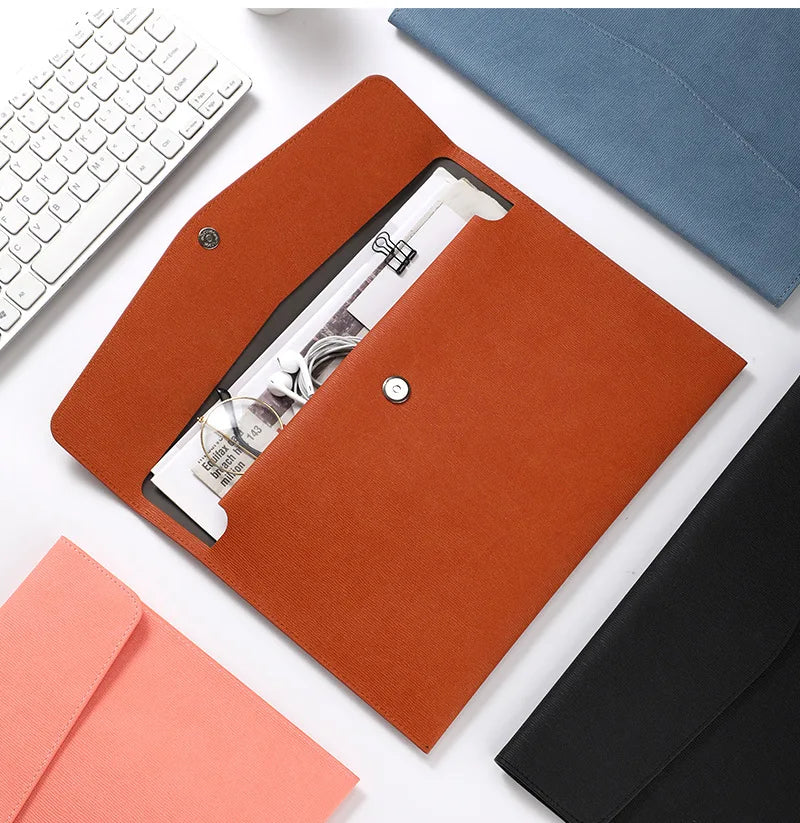 Faux Leather Document Bag - Business Document Folder A4 Office Storage - ZOOMNSTORE