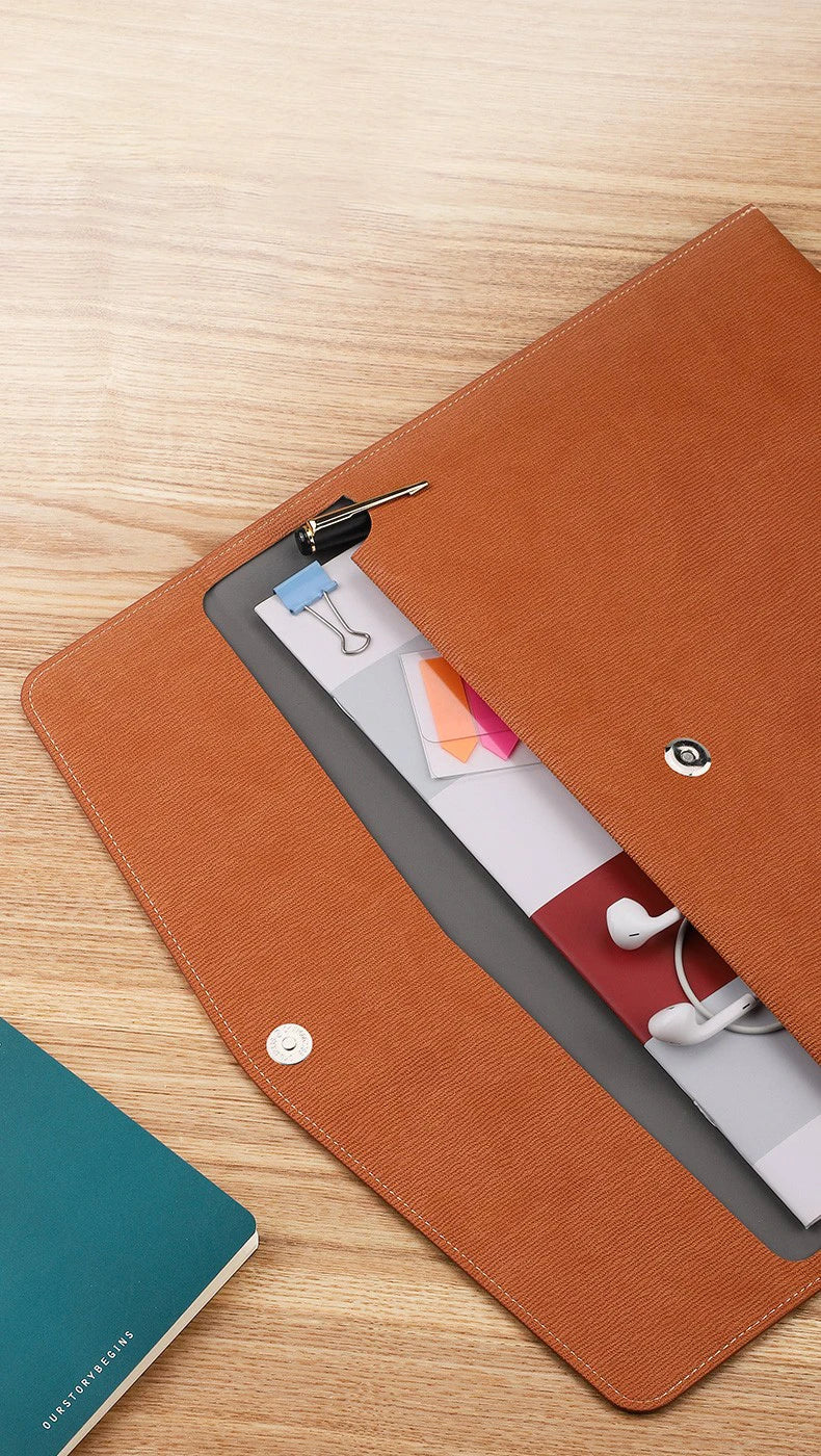 Faux Leather Document Bag - Business Document Folder A4 Office Storage - ZOOMNSTORE