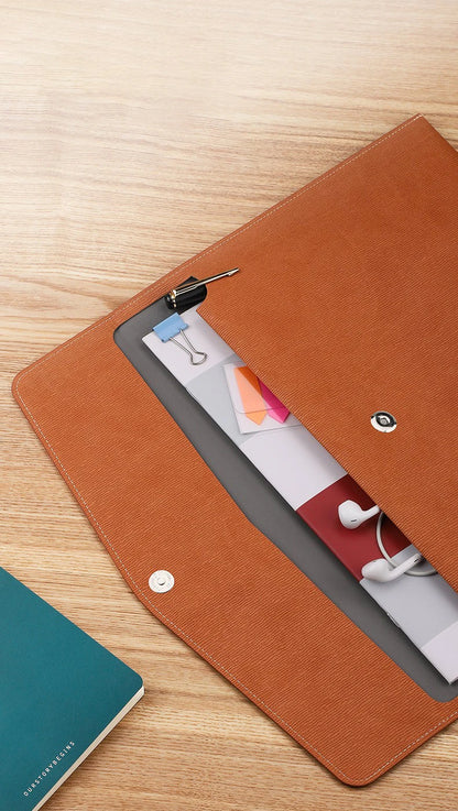 Faux Leather Document Bag - Business Document Folder A4 Office Storage - ZOOMNSTORE