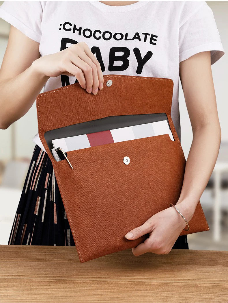 Faux Leather Document Bag - Business Document Folder A4 Office Storage - ZOOMNSTORE