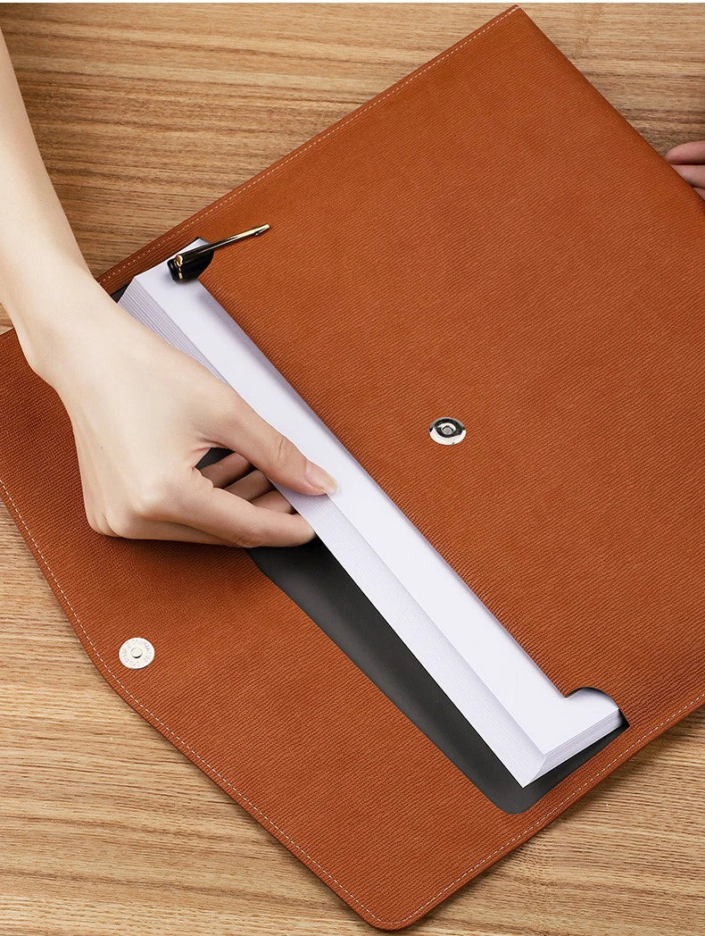 Faux Leather Document Bag - Business Document Folder A4 Office Storage - ZOOMNSTORE