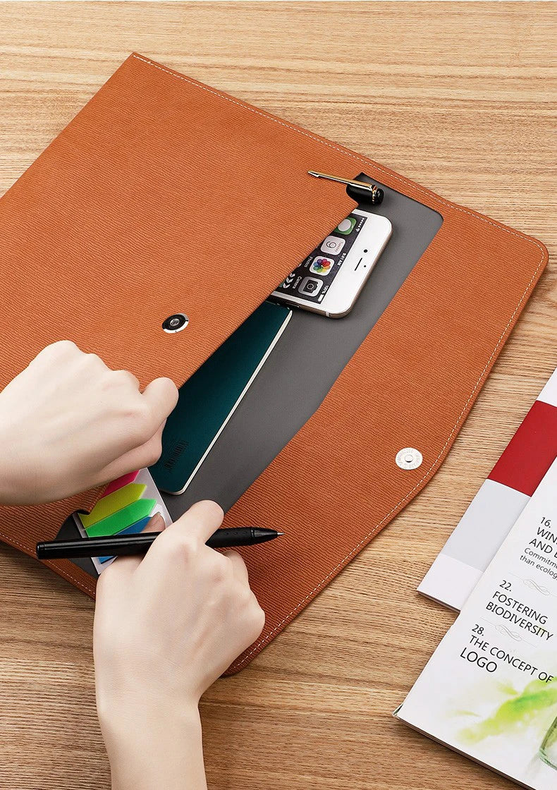 Faux Leather Document Bag - Business Document Folder A4 Office Storage - ZOOMNSTORE
