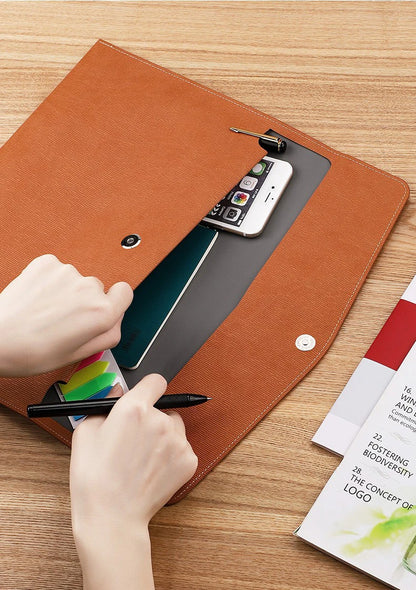 Faux Leather Document Bag - Business Document Folder A4 Office Storage - ZOOMNSTORE