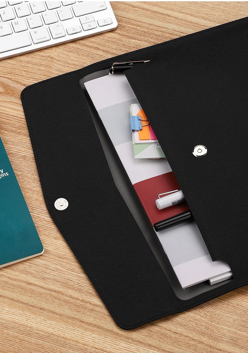 Faux Leather Document Bag - Business Document Folder A4 Office Storage - ZOOMNSTORE