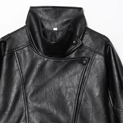 HXAO Black Jacket For Woman Outerwears Faux Leather Jacket Long Sleeve New In Coats And Jackets Zipper Bomber Motorcycle Jacket - ZOOMNSTORE