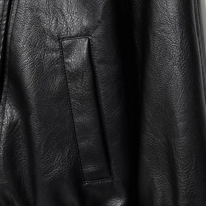 HXAO Black Jacket For Woman Outerwears Faux Leather Jacket Long Sleeve New In Coats And Jackets Zipper Bomber Motorcycle Jacket - ZOOMNSTORE