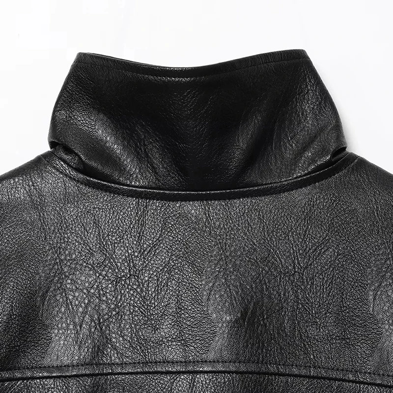 HXAO Black Jacket For Woman Outerwears Faux Leather Jacket Long Sleeve New In Coats And Jackets Zipper Bomber Motorcycle Jacket - ZOOMNSTORE