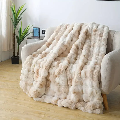 Cozy Faux Rabbit Fleece Blanket - Soft Warm Throw for Bedroom and Living Room - ZOOMNSTORE