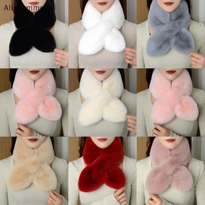 Faux Rabbit Fur Scarf - Soft Warm Scarf For Women | Plush Neck Warmer Winter Accessory - ZOOMNSTORE