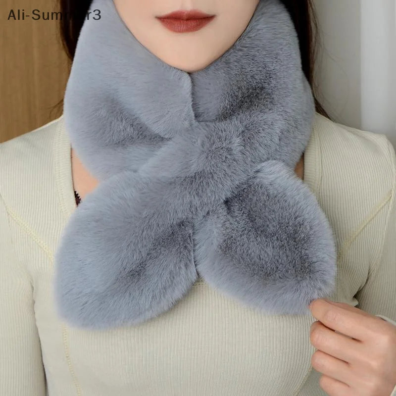 Faux Rabbit Fur Scarf - Soft Warm Scarf For Women | Plush Neck Warmer Winter Accessory - ZOOMNSTORE