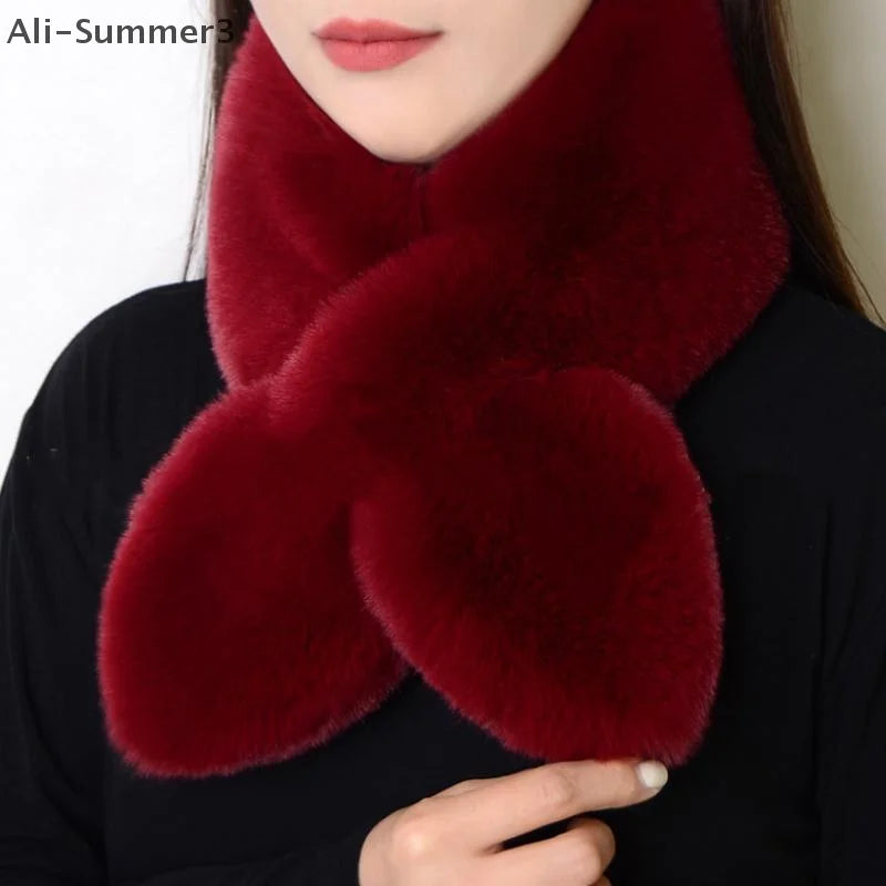 Faux Rabbit Fur Scarf - Soft Warm Scarf For Women | Plush Neck Warmer Winter Accessory - ZOOMNSTORE
