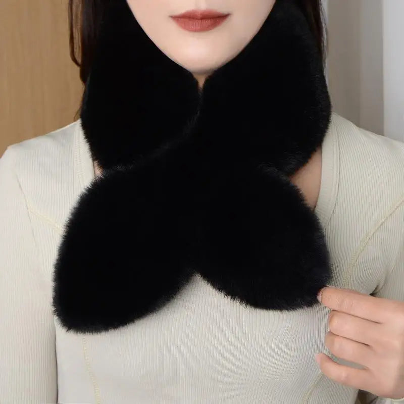 Faux Rabbit Fur Scarf - Soft Warm Scarf For Women | Plush Neck Warmer Winter Accessory - ZOOMNSTORE