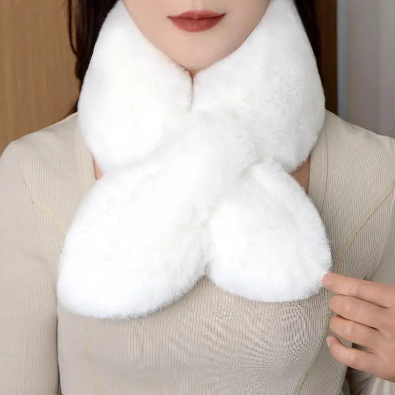 Faux Rabbit Fur Scarf - Soft Warm Scarf For Women | Plush Neck Warmer Winter Accessory - ZOOMNSTORE