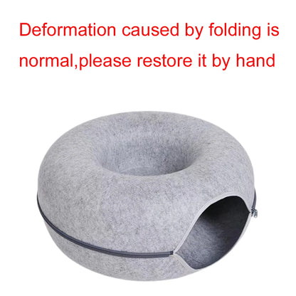 Felt Donut Bed for Cats House With Breather Hole Dog Bed Interactive Play Toys for Cats to Hide 2 in 1 Tunnel for Cats Bed - ZOOMNSTORE