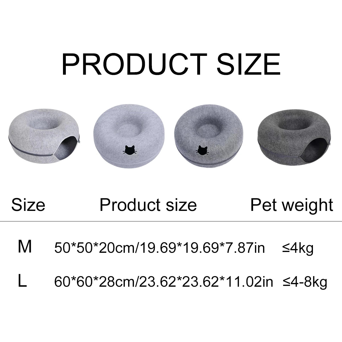 Felt Donut Bed for Cats House With Breather Hole Dog Bed Interactive Play Toys for Cats to Hide 2 in 1 Tunnel for Cats Bed - ZOOMNSTORE