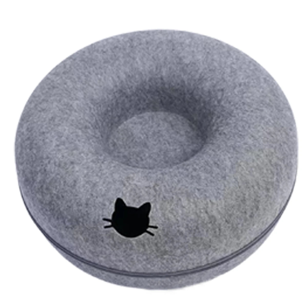 Felt Donut Bed for Cats House With Breather Hole Dog Bed Interactive Play Toys for Cats to Hide 2 in 1 Tunnel for Cats Bed - ZOOMNSTORE