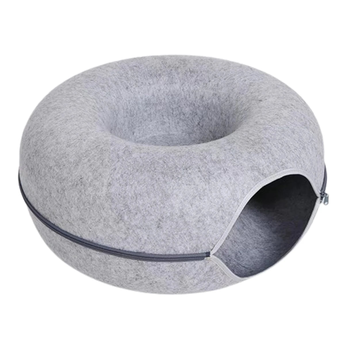 Felt Donut Bed for Cats House With Breather Hole Dog Bed Interactive Play Toys for Cats to Hide 2 in 1 Tunnel for Cats Bed - ZOOMNSTORE