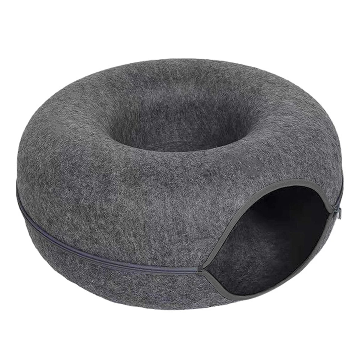 Felt Donut Bed for Cats House With Breather Hole Dog Bed Interactive Play Toys for Cats to Hide 2 in 1 Tunnel for Cats Bed - ZOOMNSTORE