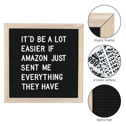 Felt Letter Board 10x10 Inch With Oak Wood Frame - Message Board Decor - ZOOMNSTORE