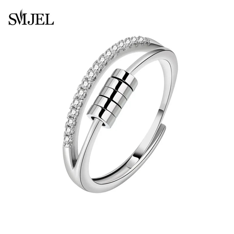SMJEL Anti Stress Anxiety Ring Fidget Spinner Rings Adjustable for Women Rotating Freely Spinning Accessories Jewelry Gifts - ZOOMNSTORE