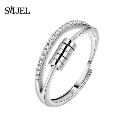 SMJEL Anti Stress Anxiety Ring Fidget Spinner Rings Adjustable for Women Rotating Freely Spinning Accessories Jewelry Gifts - ZOOMNSTORE