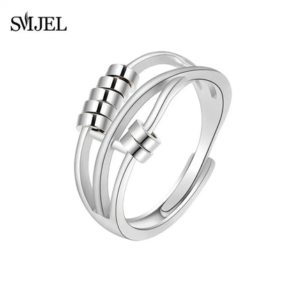 SMJEL Anti Stress Anxiety Ring Fidget Spinner Rings Adjustable for Women Rotating Freely Spinning Accessories Jewelry Gifts - ZOOMNSTORE