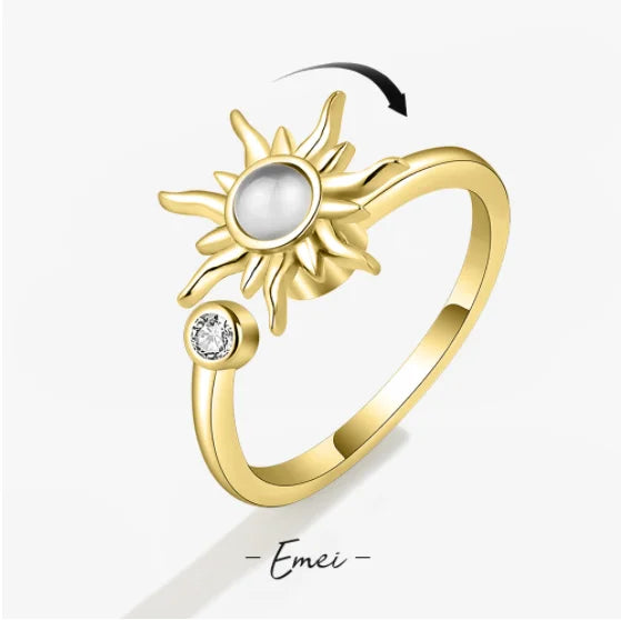 Anti Stress Anxiety Fidget Rings for Women Stainless Steel Sunflower Sun Star Spinner Ring Christmas Jewelry Gifts Dropshipping - ZOOMNSTORE