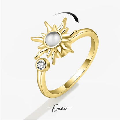 Anti Stress Anxiety Fidget Rings for Women Stainless Steel Sunflower Sun Star Spinner Ring Christmas Jewelry Gifts Dropshipping - ZOOMNSTORE