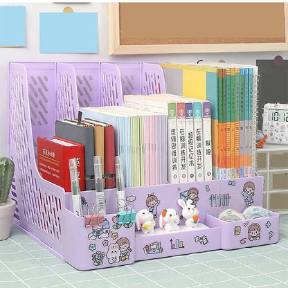 File Storage Box - Multi-Layer Shelf Desktop Organizer With Colorful File Rack - ZOOMNSTORE