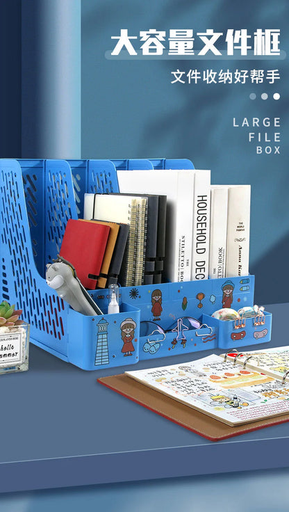 File Storage Box - Multi-Layer Shelf Desktop Organizer With Colorful File Rack - ZOOMNSTORE