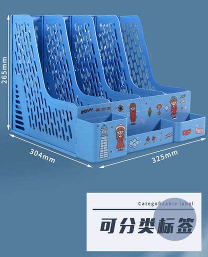 File Storage Box - Multi-Layer Shelf Desktop Organizer With Colorful File Rack - ZOOMNSTORE