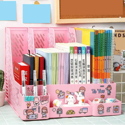 File Storage Box - Multi-Layer Shelf Desktop Organizer With Colorful File Rack - ZOOMNSTORE