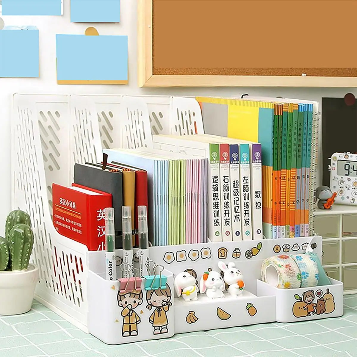 File Storage Box - Multi-Layer Shelf Desktop Organizer With Colorful File Rack - ZOOMNSTORE