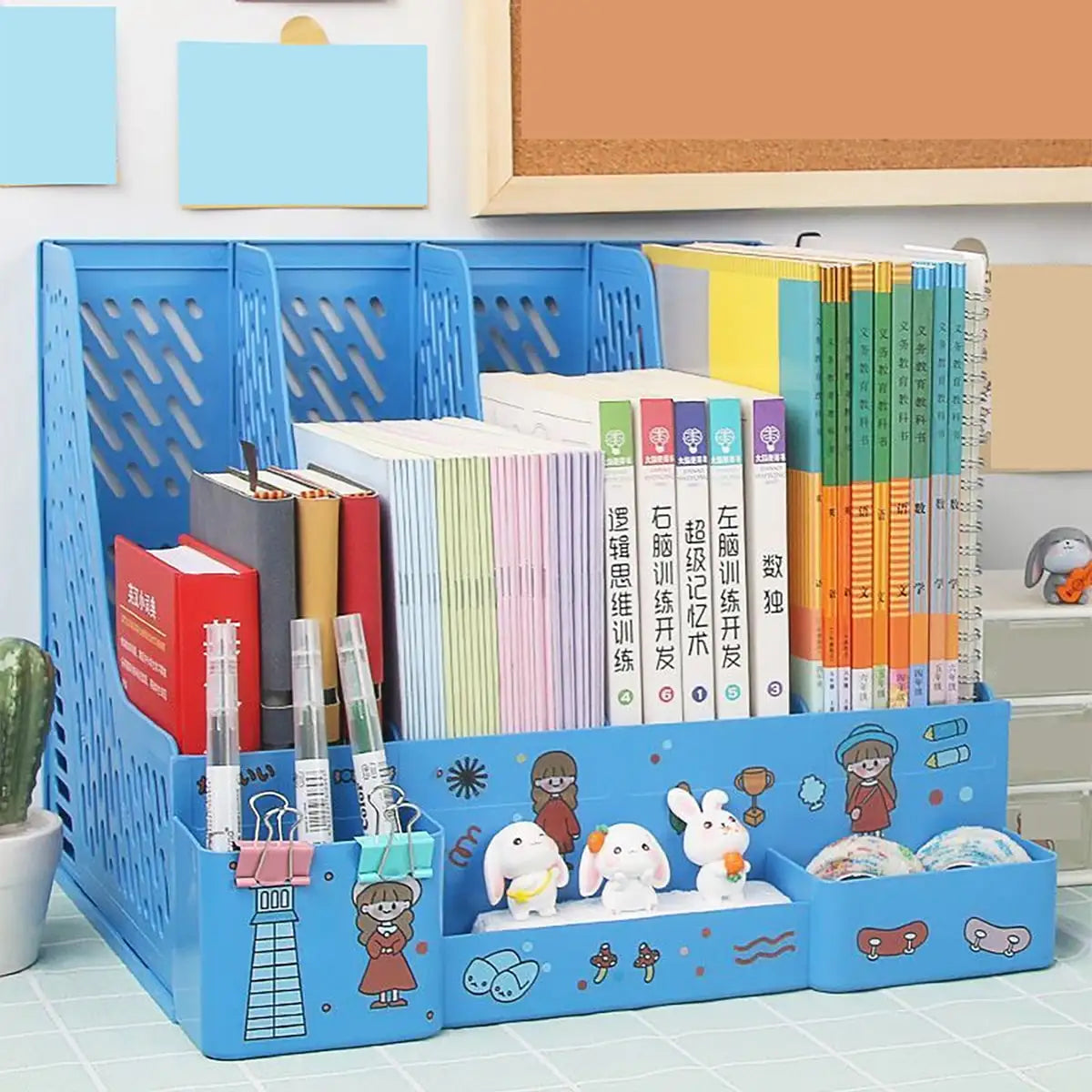 File Storage Box - Multi-Layer Shelf Desktop Organizer With Colorful File Rack - ZOOMNSTORE