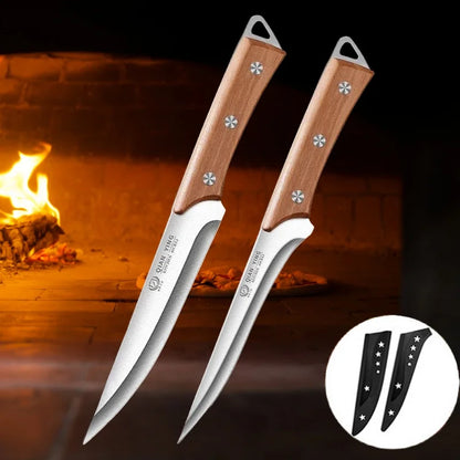 Professional Stainless Steel Fillet Knife - Forged Meat Cleaver with Wooden Handle - ZOOMNSTORE