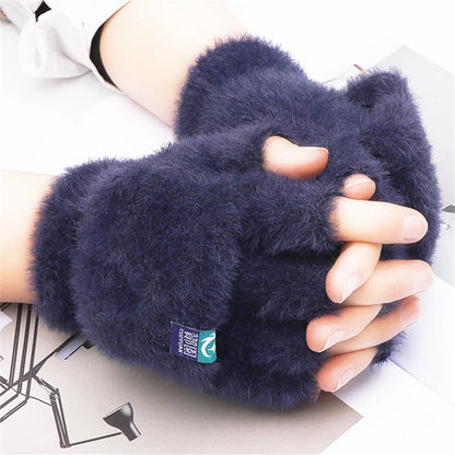 Fingerless Winter Gloves – Plush Soft Warm Knit Flip Top Gloves For Women - ZOOMNSTORE