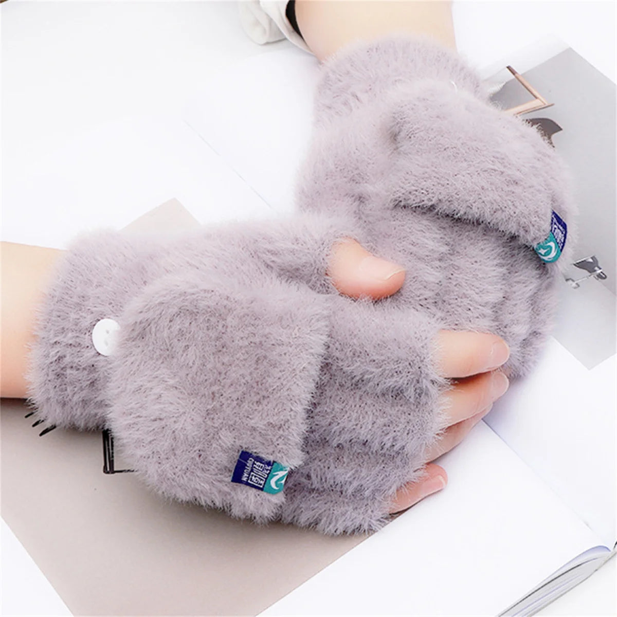 Fingerless Winter Gloves – Plush Soft Warm Knit Flip Top Gloves For Women - ZOOMNSTORE