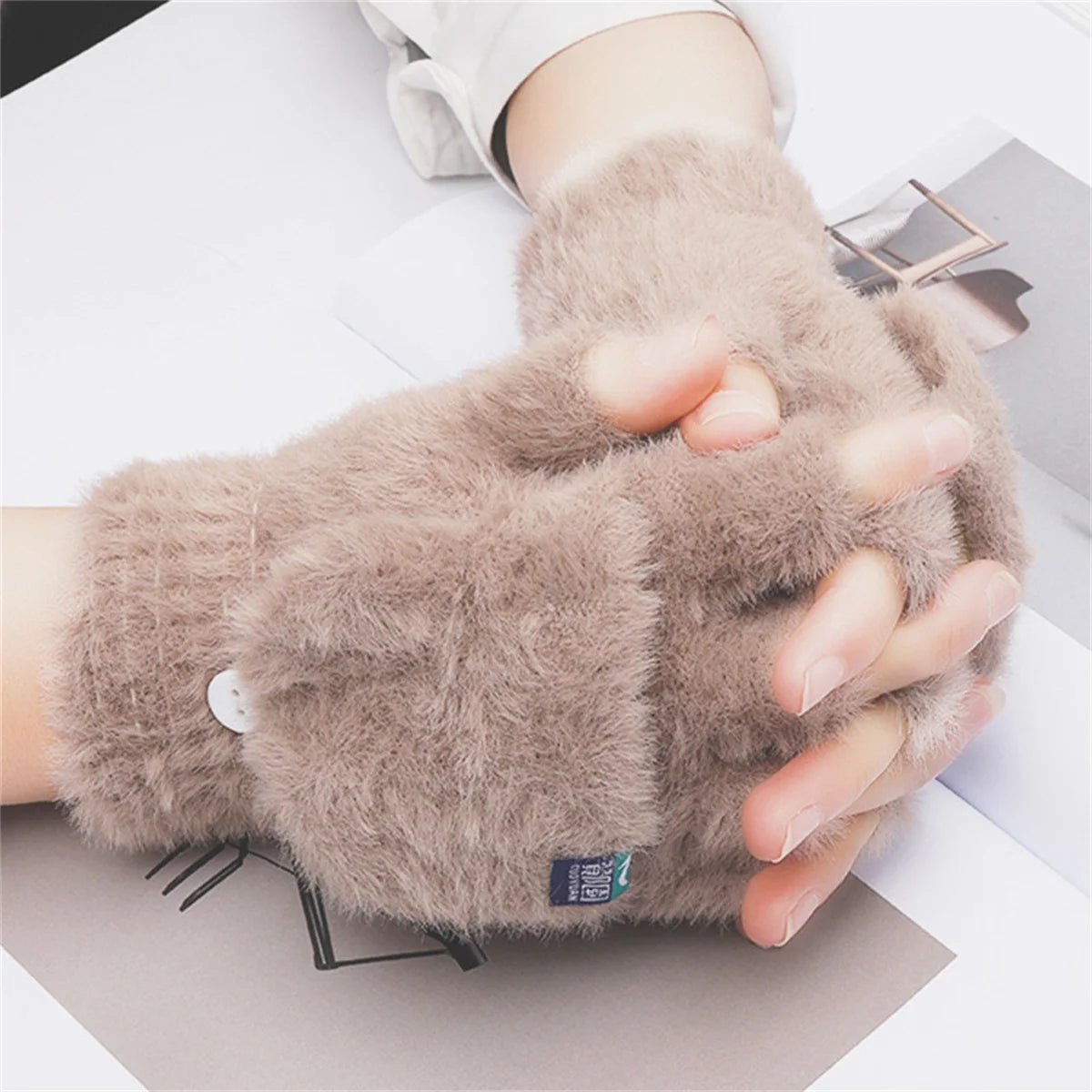 Fingerless Winter Gloves – Plush Soft Warm Knit Flip Top Gloves For Women - ZOOMNSTORE
