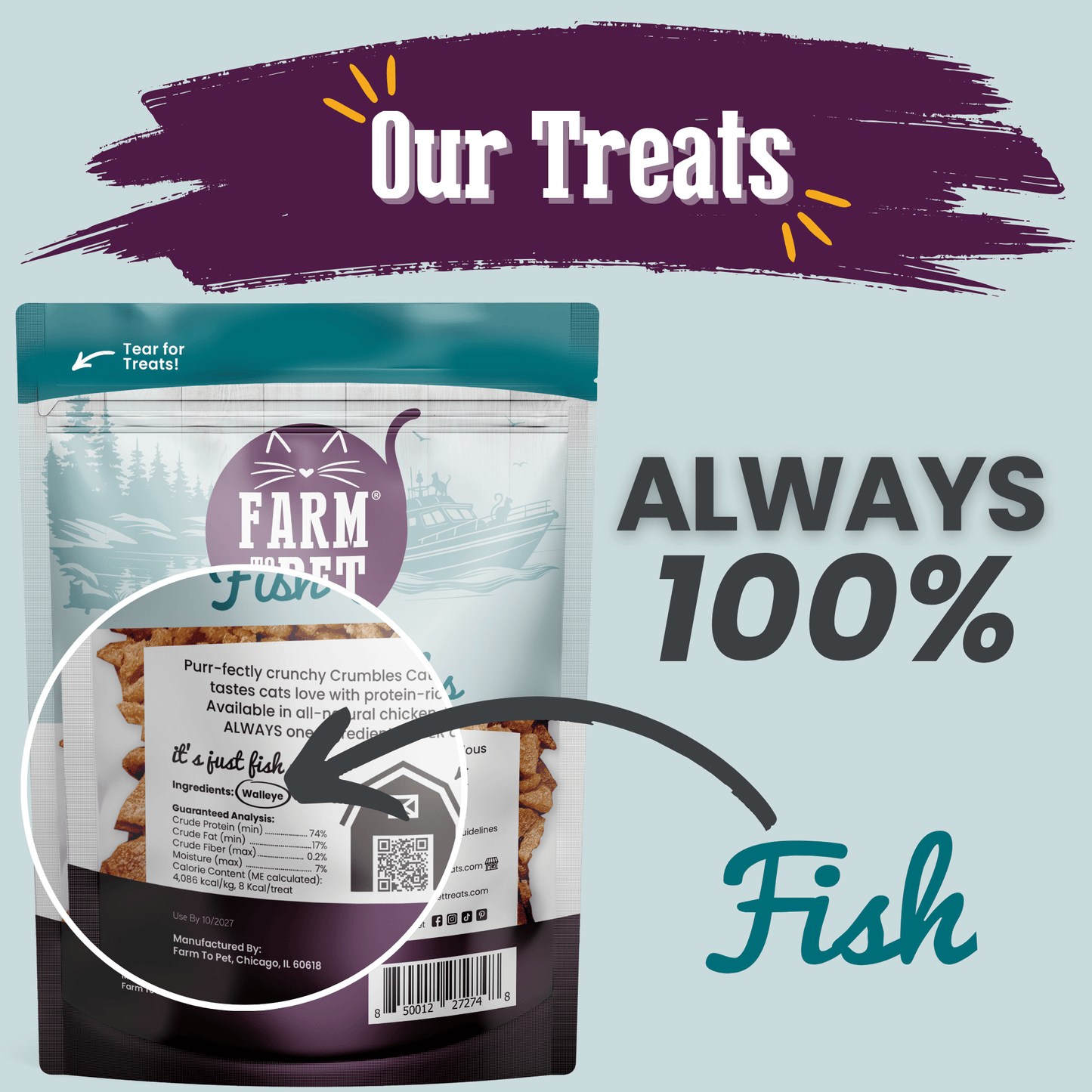 Fish Crumbles for Cats | All-Natural Fish Cat Treats - ZOOMNSTORE