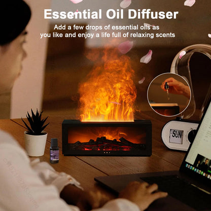 Air Humidifier Essential Oil Diffuser Flame Aroma Humidifier Home Room Fragrance Diffuser with Night Light Aromatherapy Diffuser - ZOOMNSTORE