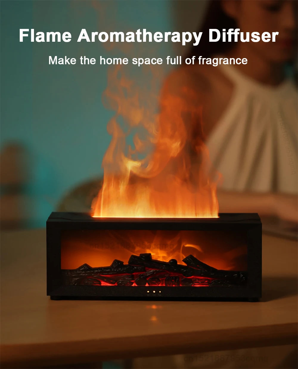 Air Humidifier Essential Oil Diffuser Flame Aroma Humidifier Home Room Fragrance Diffuser with Night Light Aromatherapy Diffuser - ZOOMNSTORE