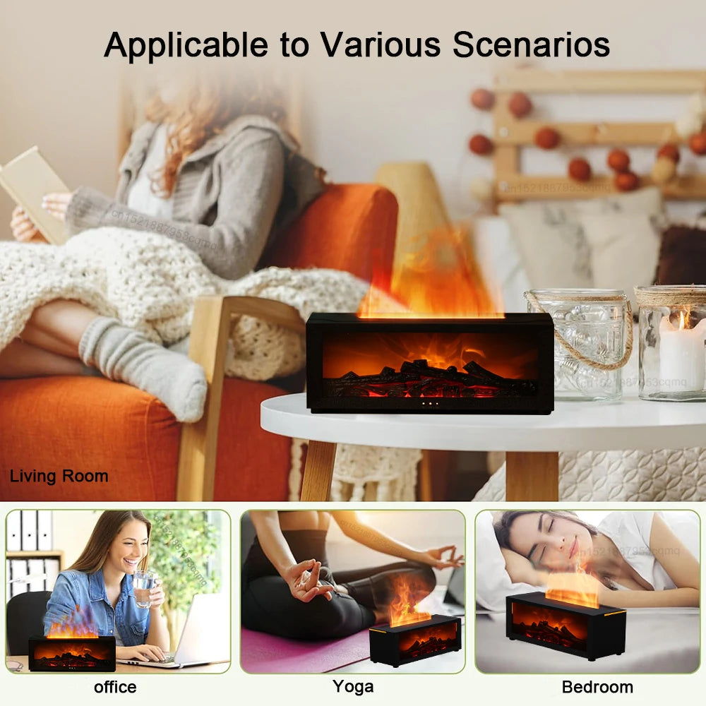Air Humidifier Essential Oil Diffuser Flame Aroma Humidifier Home Room Fragrance Diffuser with Night Light Aromatherapy Diffuser - ZOOMNSTORE