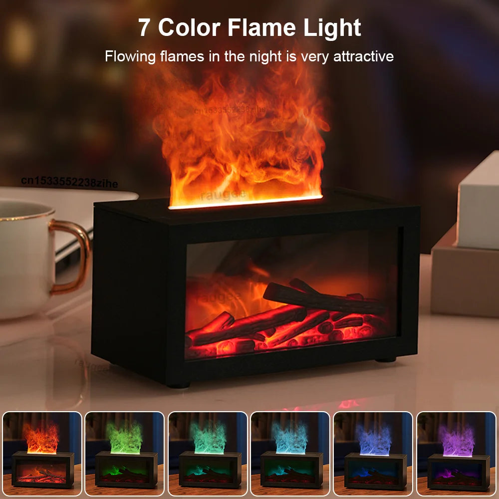 Flame Aroma Diffuser – Essential Oil Fireplace Humidifier with 7 Color Mood Light - ZOOMNSTORE