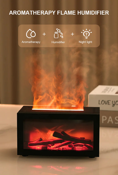 Flame Aroma Diffuser – Essential Oil Fireplace Humidifier with 7 Color Mood Light - ZOOMNSTORE